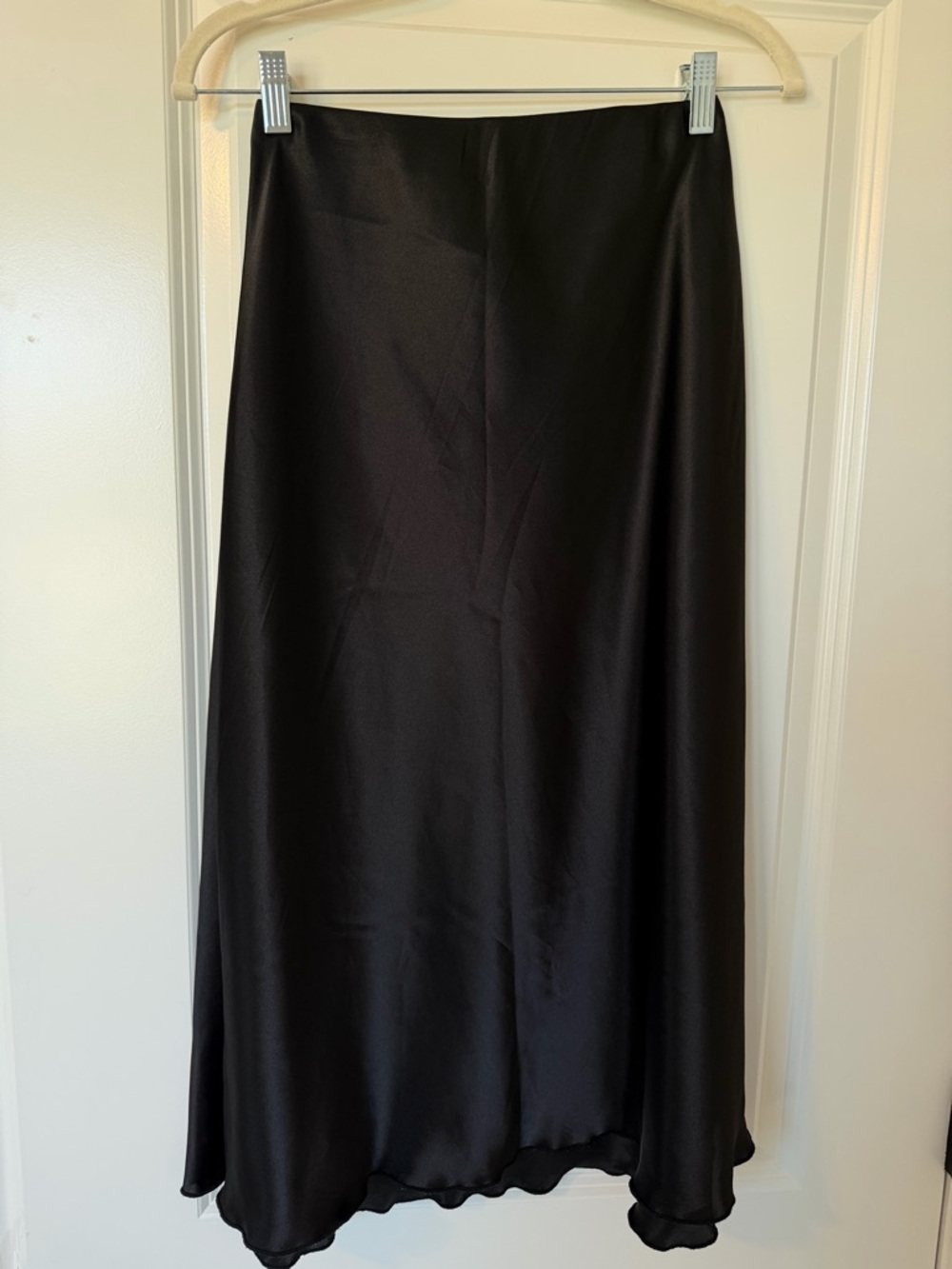 Black Satin A-Line Womens Skirt